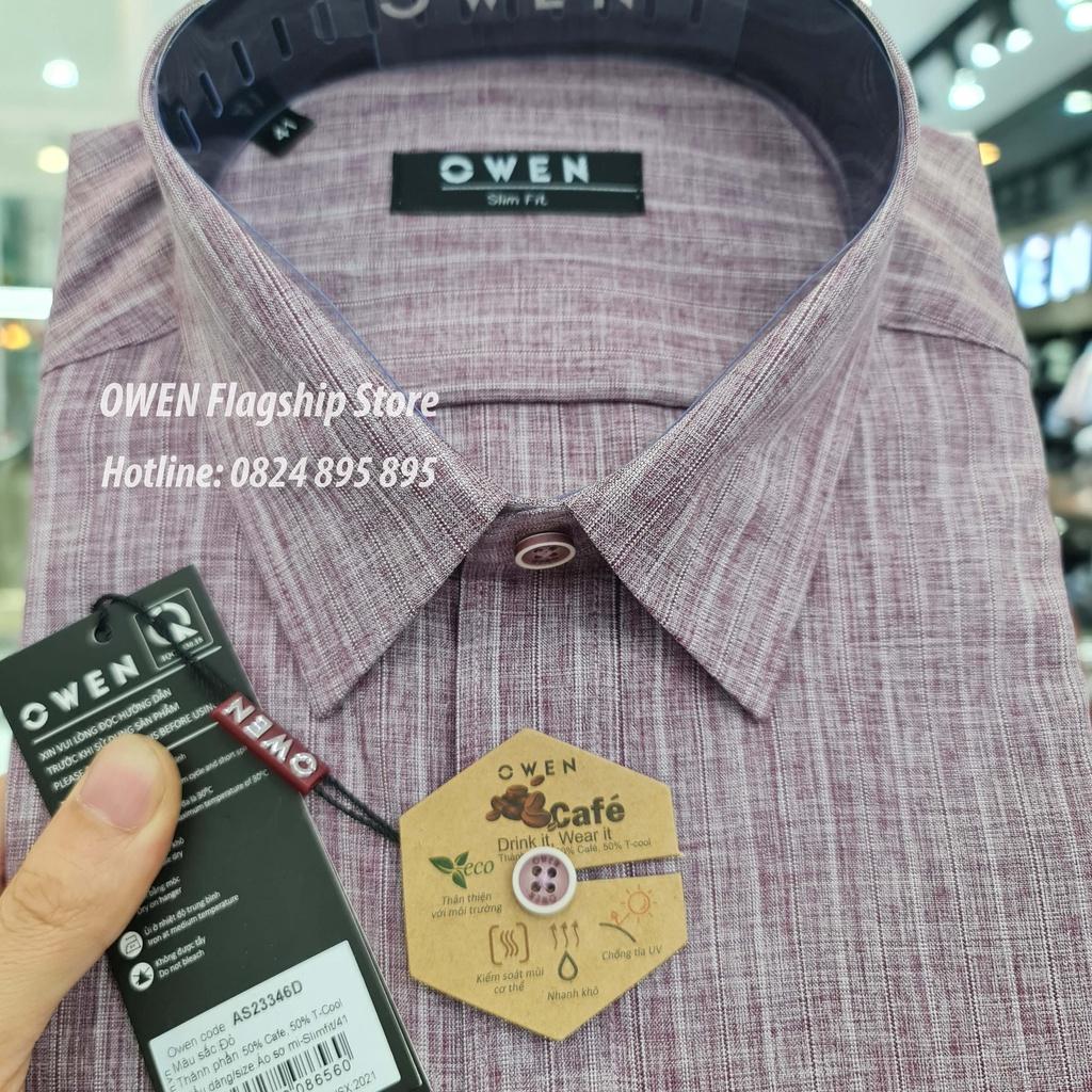 OWEN - Áo sơ mi nam dài tay dáng SLIMFIT sợi Cafe - Mã AS23346D