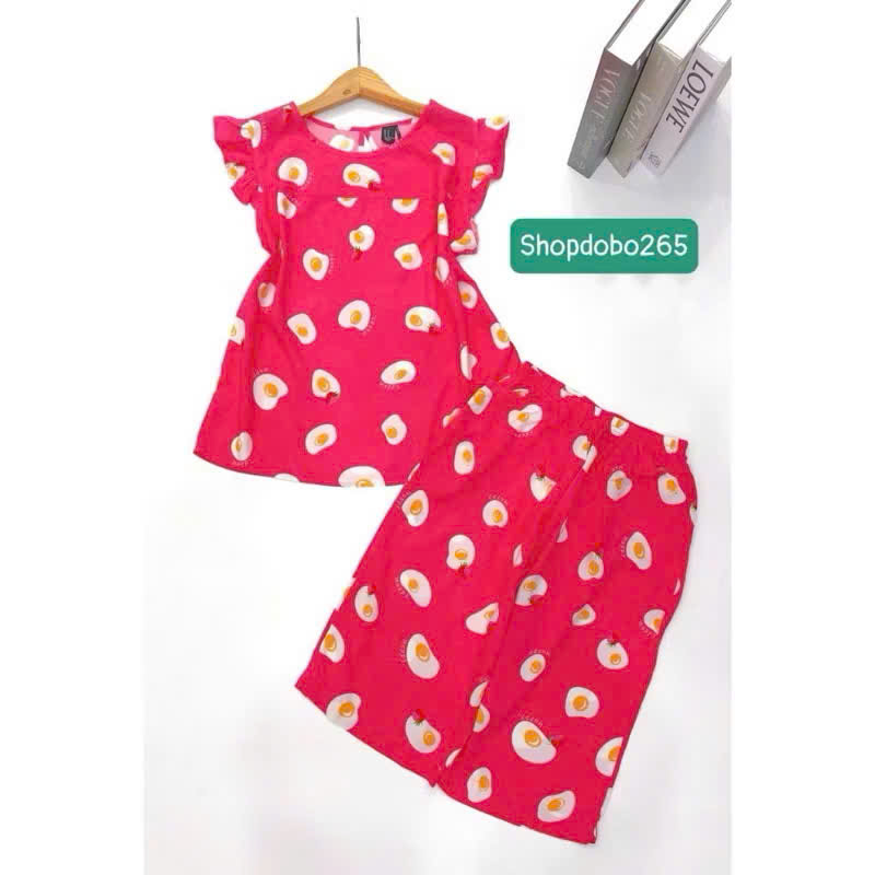 Đồ bộ nữ,đồ ngủ mặc nhà lửng tay cánh tiên vải lanh mềm,mát BL 169 hoạ tiết dễ thương size 45-70kg