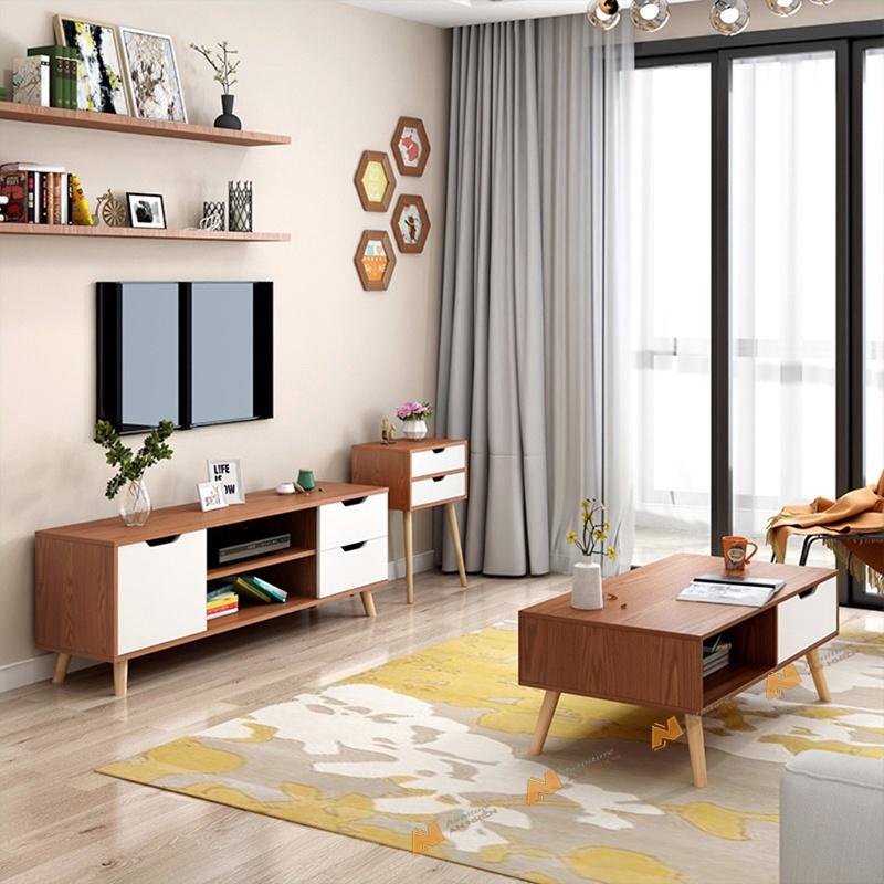 Made in VN Kệ Tivi - Bàn Trà Để Sàn Tiện Ích Hiện Đại gỗ mdf 17mm công ty Mộc Phát độ bền trên 30 năm AN030