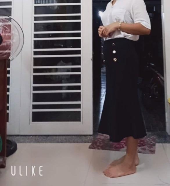Chân Váy Nữ Công Sở New Design Thiết kế Dáng Váy Đuôi Cá ,Dài 64cm, Phối Nút Kiểu Phom Ôm Body Gợi Cảm, Vải Tốt Co Giãn CV0015