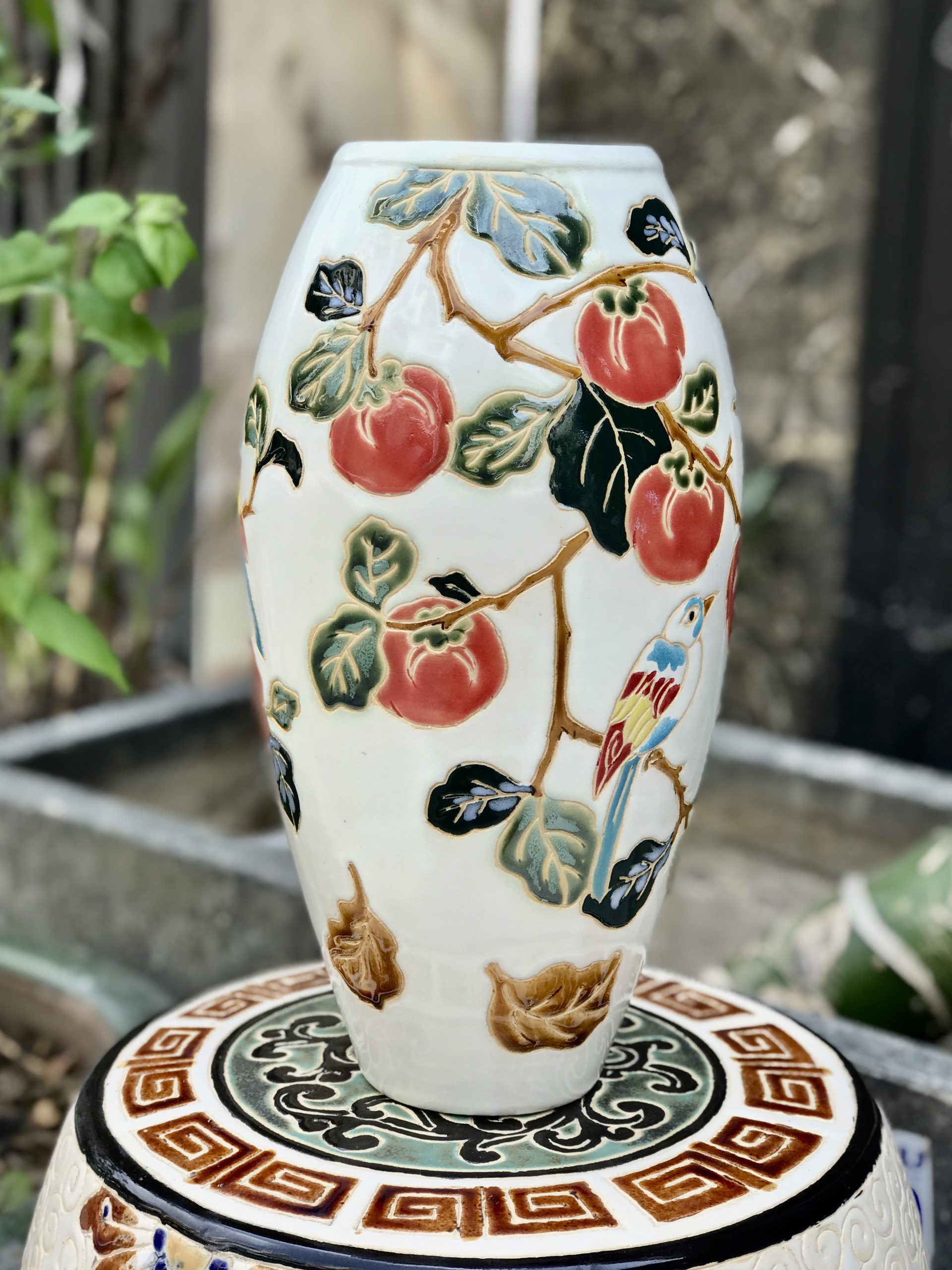 BÌNH HOA CHIM ĐÀO GỐM SỨ NAM BỘ