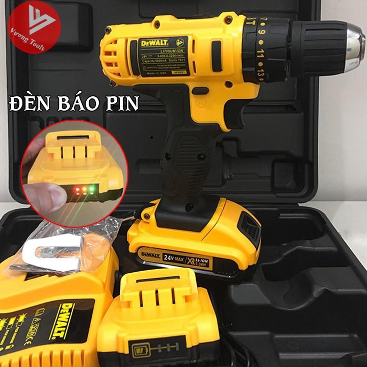 Máy Khoan Pin Dewalt 24V Có Búa, Máy khoan Cầm Tay Tặng Mũi Khoan