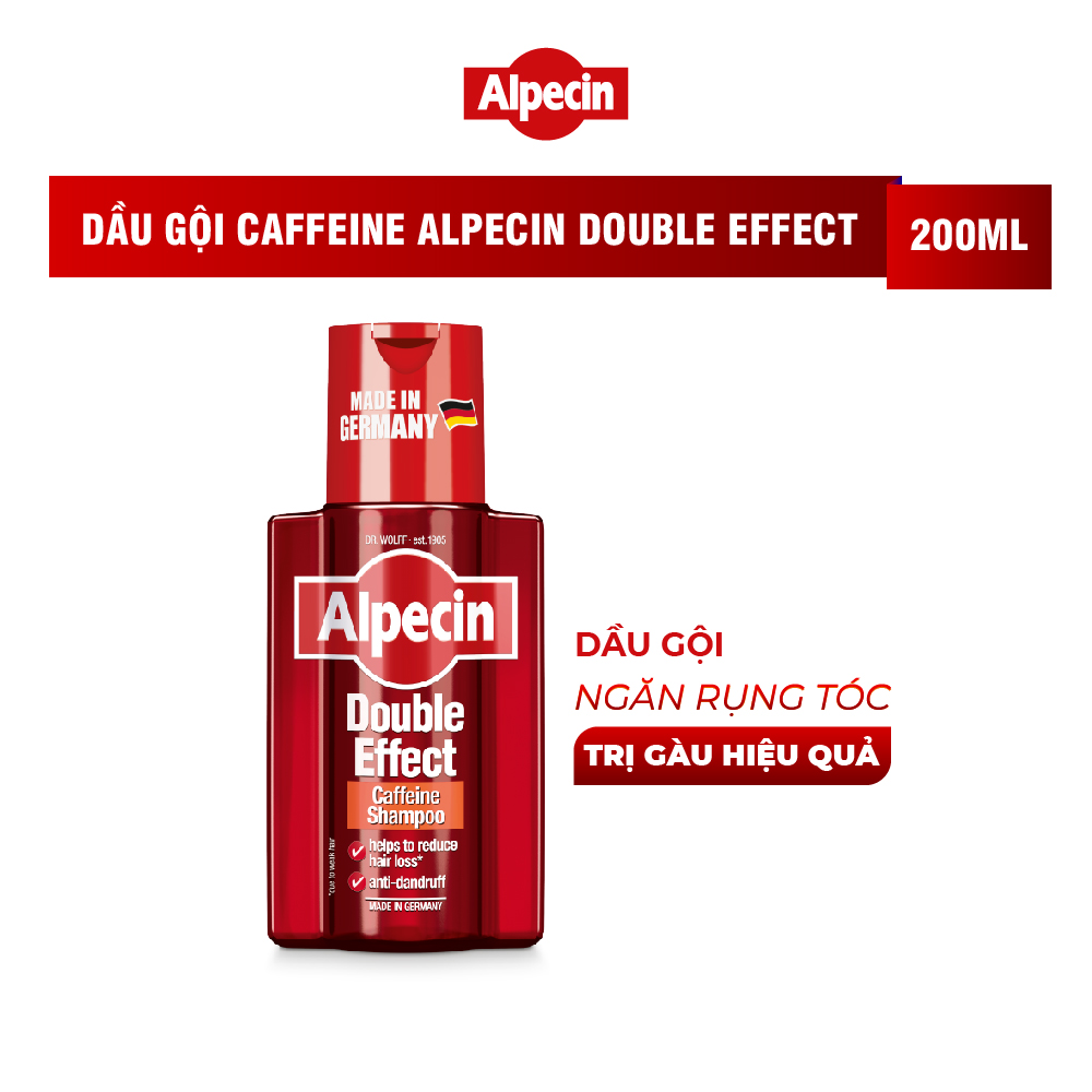 Dầu gội Caffeine Alpecin Double Effect 200ml, ngăn rụng tóc và giảm gàu hiệu quả, cho nam