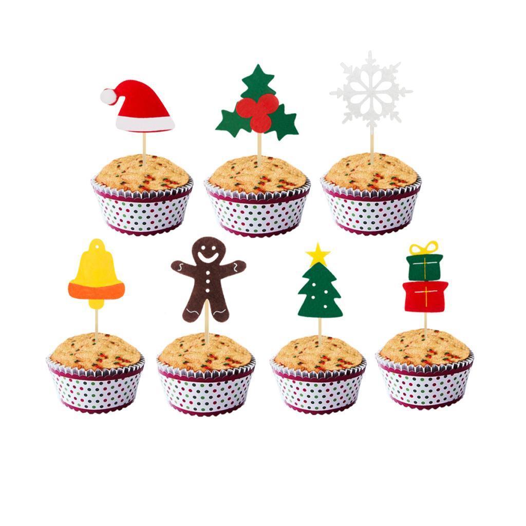 12 Pcs Christmas Cupcake Toppers Cake Topper Picks for Christmas Birthday  Shower Wedding Cake Decoration ()