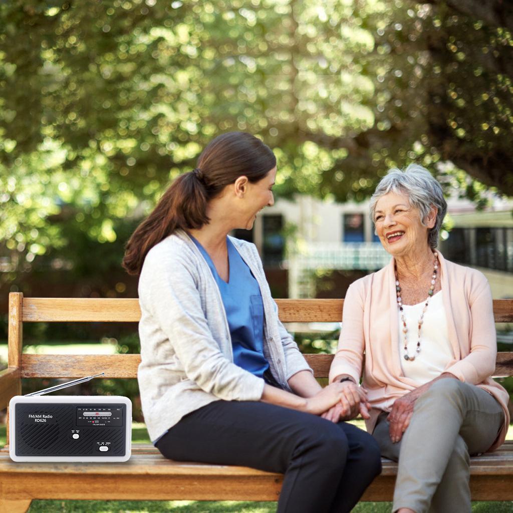 AM/FM/ Radios Solar Hand Crank Powered & LED Light Phone Charger Black