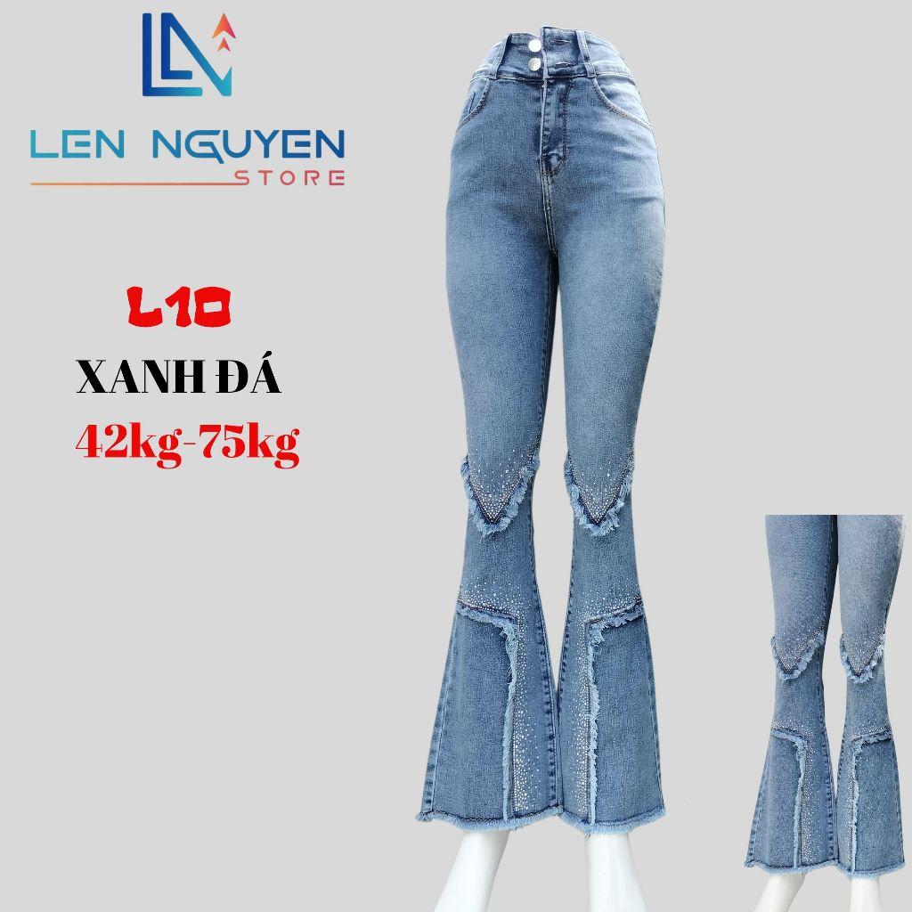 L10_Quần jean nữ, loe, lưng cao, quần bò nữ dáng ôm, quần rin nữ có big size, cho 42kg đến 75kg,LEN NGUYEN STORE - Đen