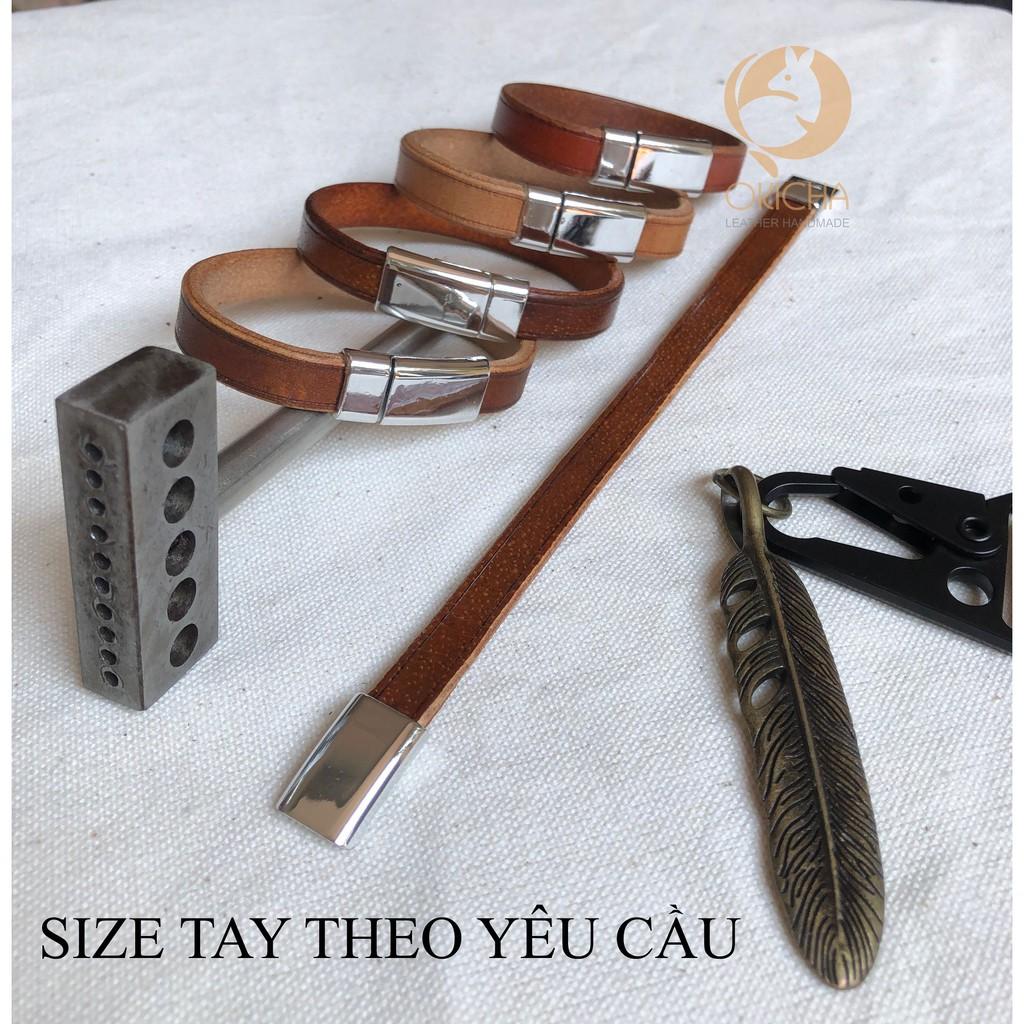 Vòng tay da vintage handmade phong cách retro free khắc laser
