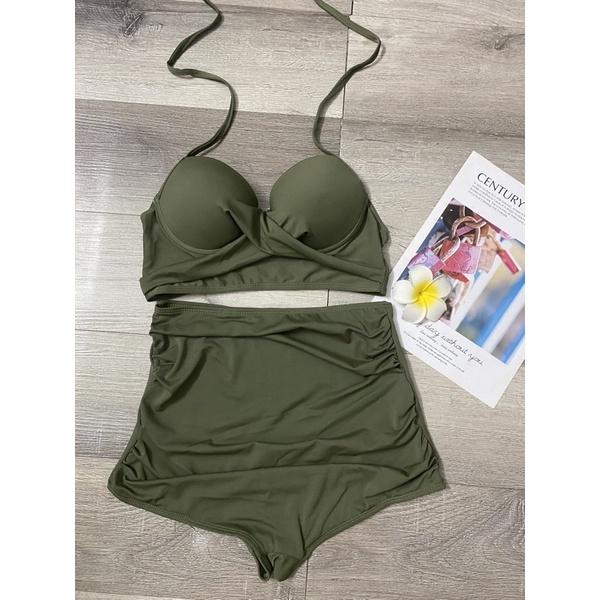 Bikini đỏ mút dày nâng ngực quần nhúng che bụng