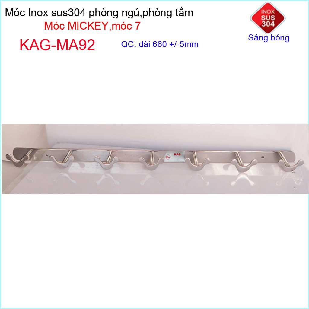 Móc mickey treo quần áo inox 304 cao cấp dày, móc Kace 7 móc treo đồ nhà tắm KAG-MA92