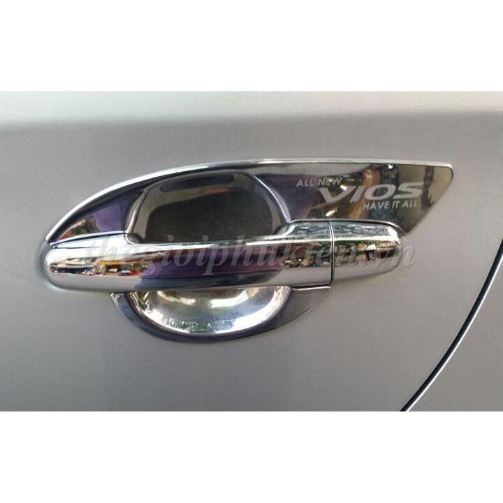 Bộ ốp tay nắm cửa, hõm cửa xe Toyota Vios 2014-2018 mạ Crom
