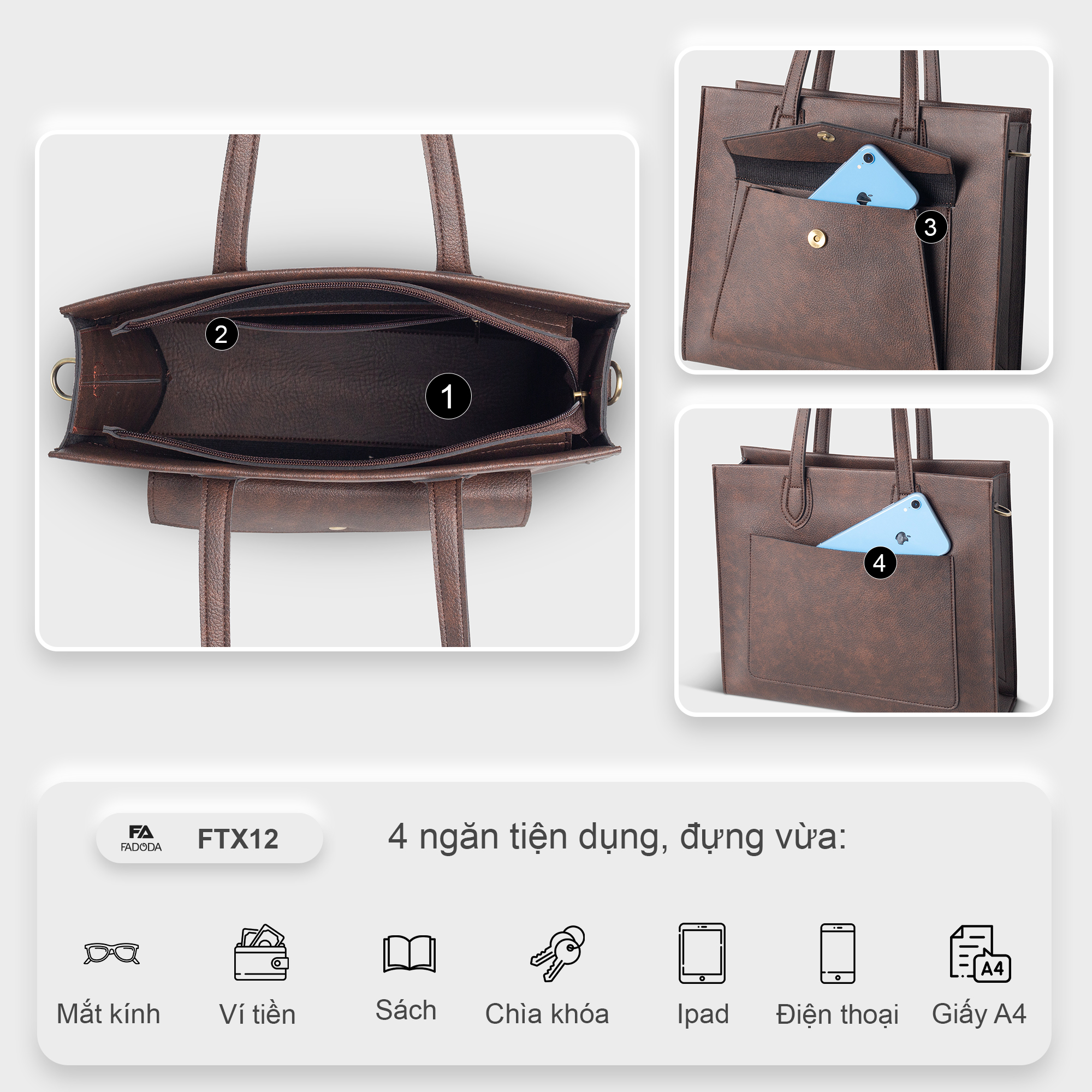 Túi xách nữ thời trang công sở FADODA FTX12