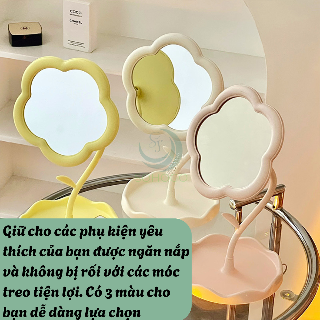 Gương Để Bàn Hình Hoa Cúc Xinh Xắn Gương Bông Hoa Trang Trí Bàn Học/Bàn Trang Điểm Gương Mini Để Bàn Cute Hình Hoa Gương Hình Hoa Dễ Thương – Phụ Kiện Decor