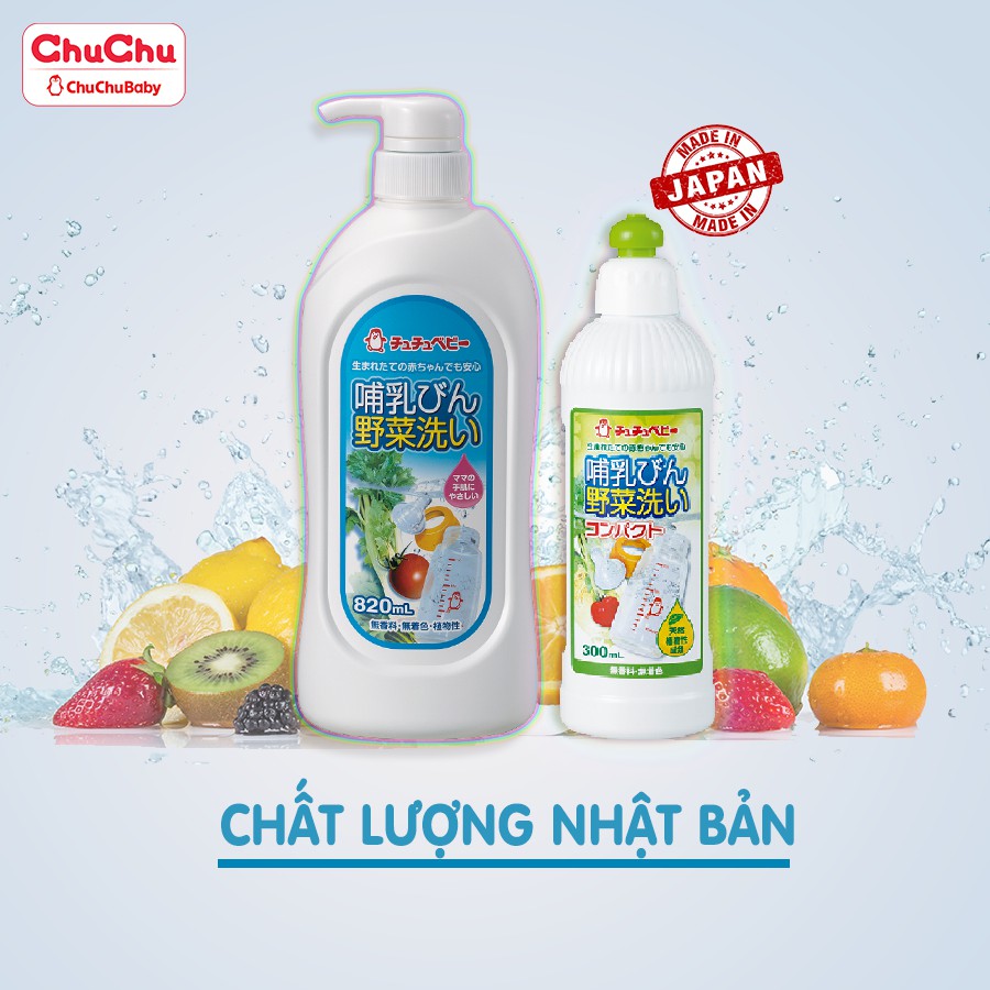 Nước rửa bình sữa, núm ty và rau củ qủa Chuchu Baby