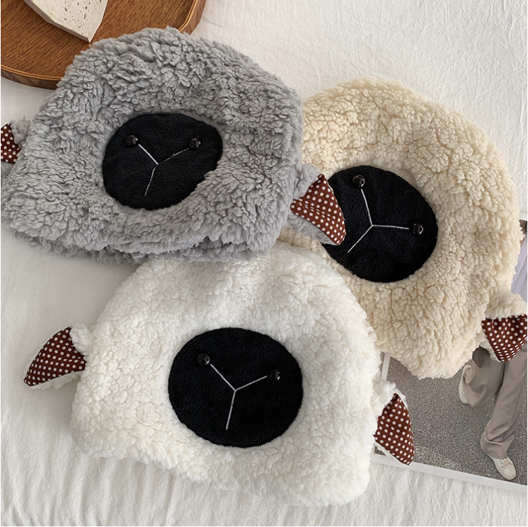 Mũ lông tai cừu đội đầu dễ thương giữ ấm nón bông xù xinh xắn cho trẻ em đi chơi chụp ảnh mùa đông đẹp