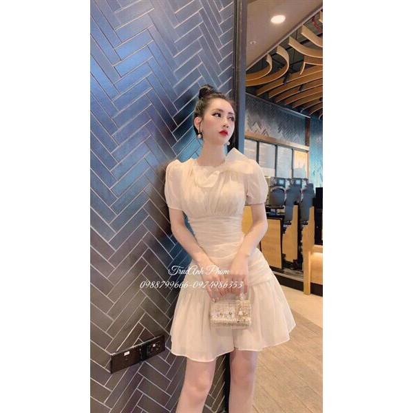 Váy Đầm Ôm Body Đi Chơi Đi Tiệc Nơ Cổ 2 Màu ,Cổ Nơ Tay Ngắn, CHẤT LIỆU CAO CẤP, BAO SANG CHẢNH