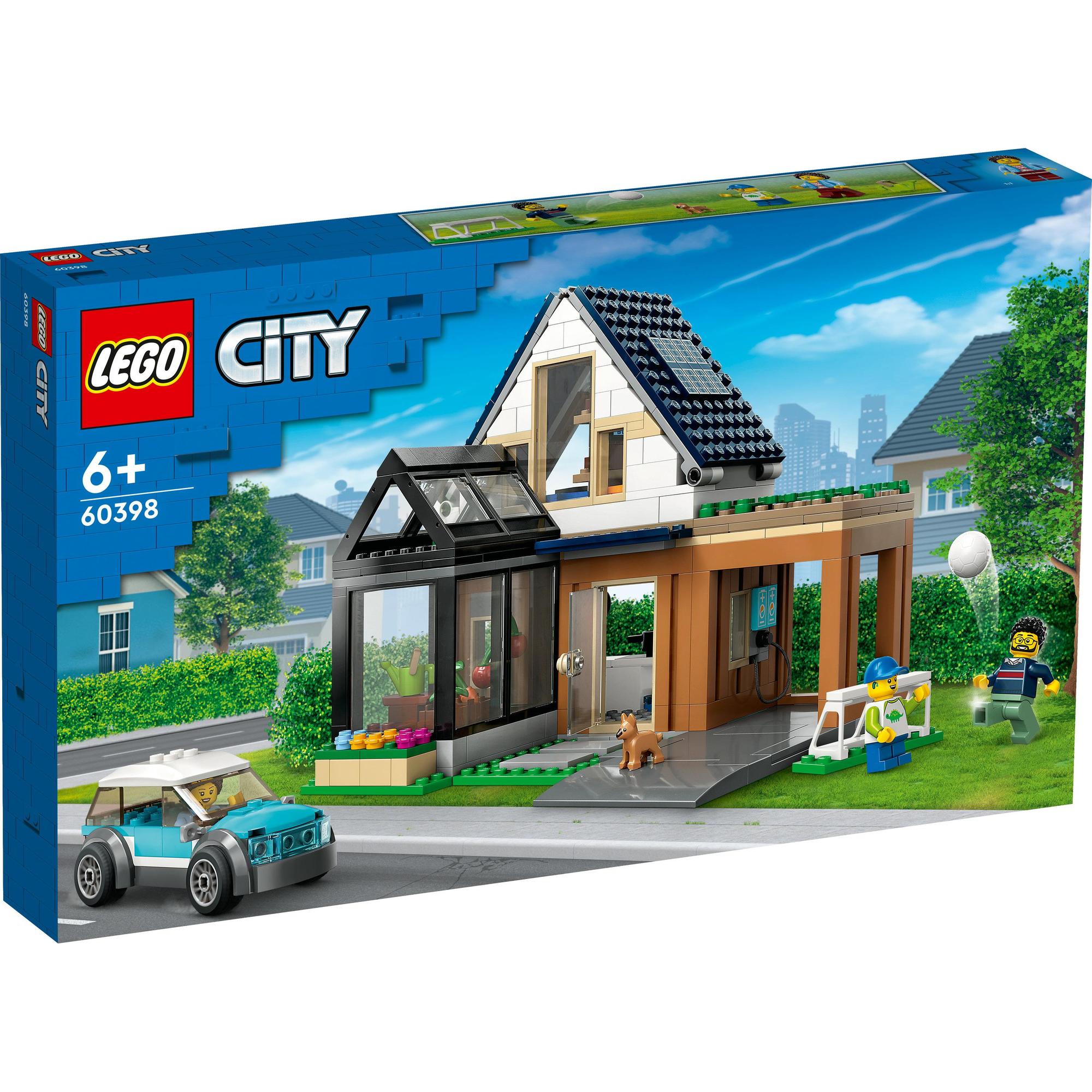 LEGO City 60398 Đồ chơi lắp ráp Ngôi nhà gia đình và xe điện (462 chi tiết)