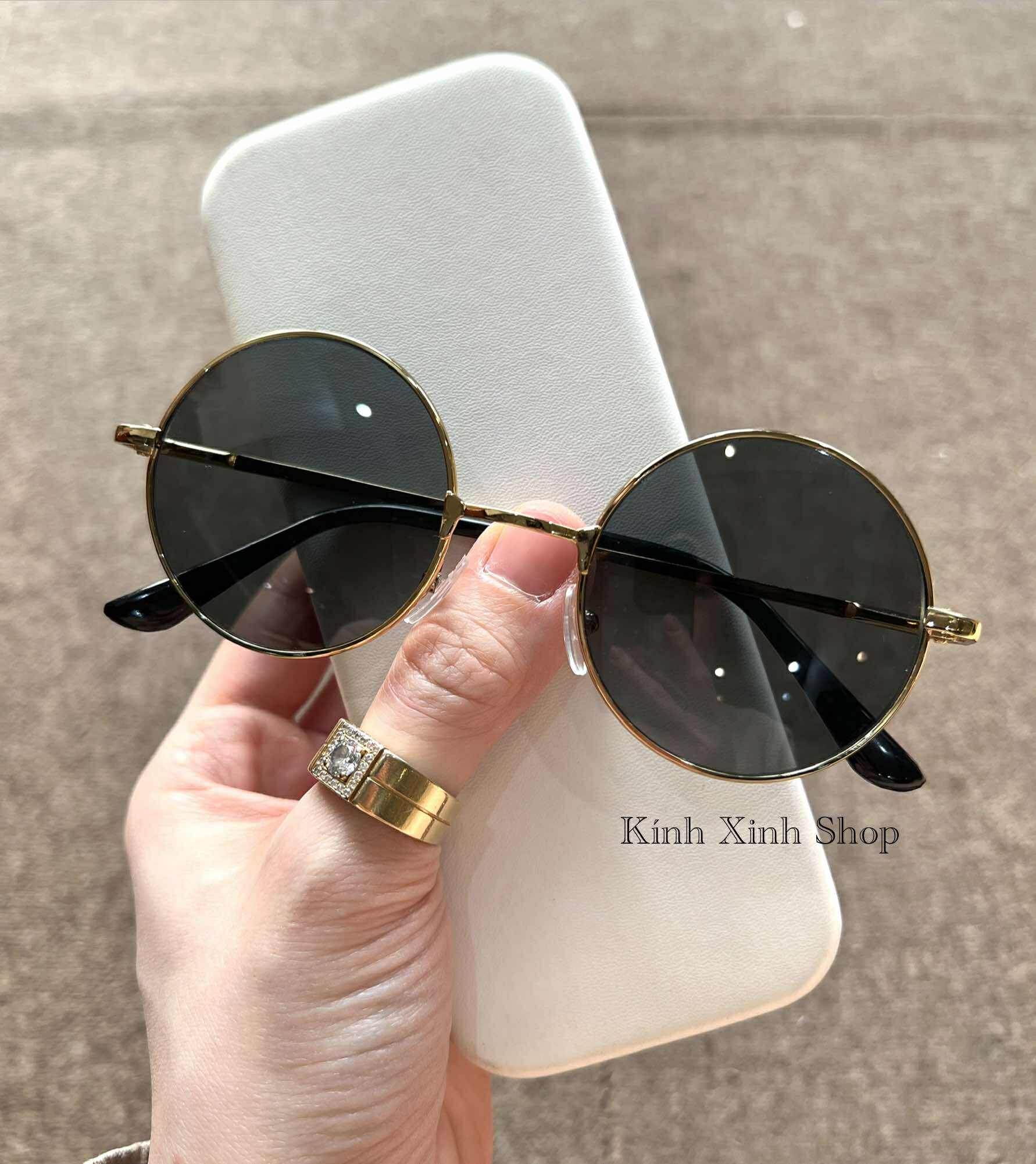 Kính râm nam nữ Mắt tròn nhỏ thời trang thầy bói