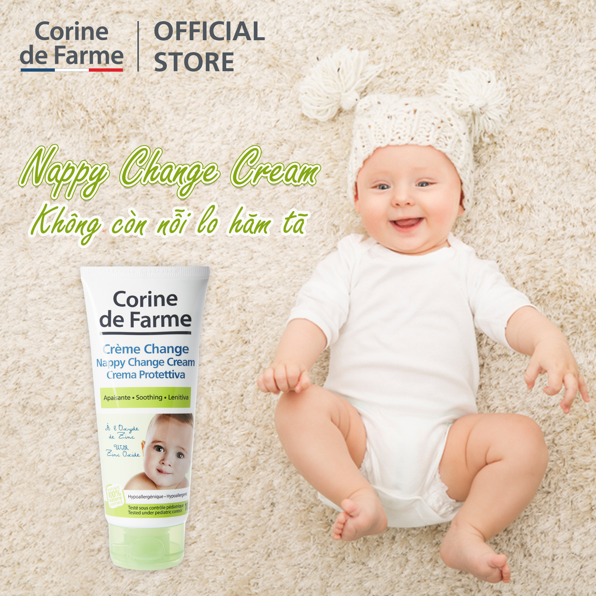 Kem chống hăm tã Corine de Farme Nappy Change Cream 100ml