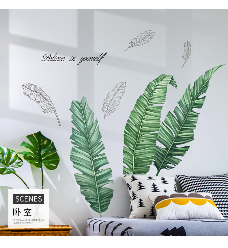 Decal dán tường Hàn Quốc Lá xanh mẫu số 4 trang trí nhà cửa