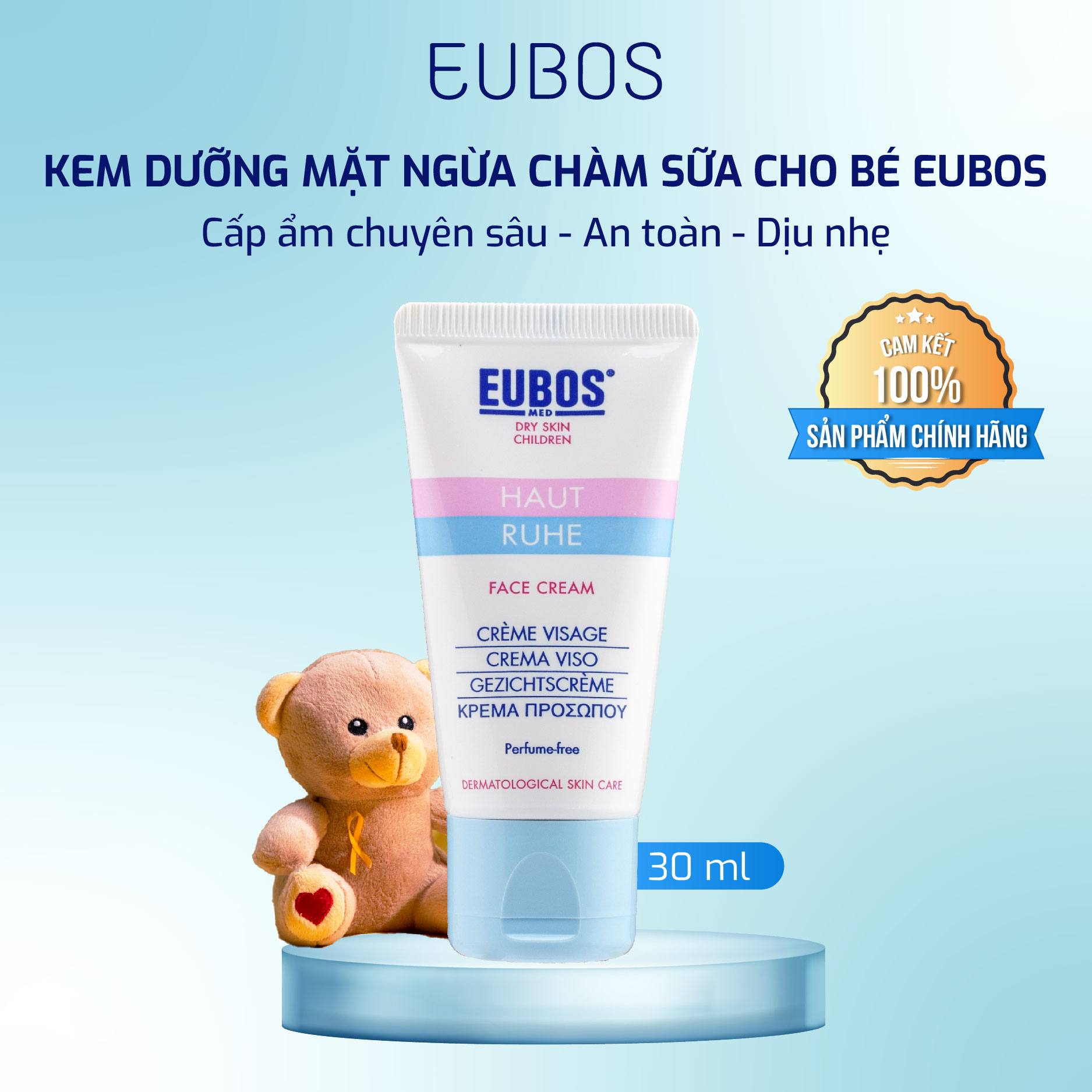 Kem Dưỡng Ẩm Da Mặt Ngăn Ngừa Da Khô Cơ Địa Cho Bé EUBOS BABY HAUT RUHE FACE CREAM 30ml (Đức)