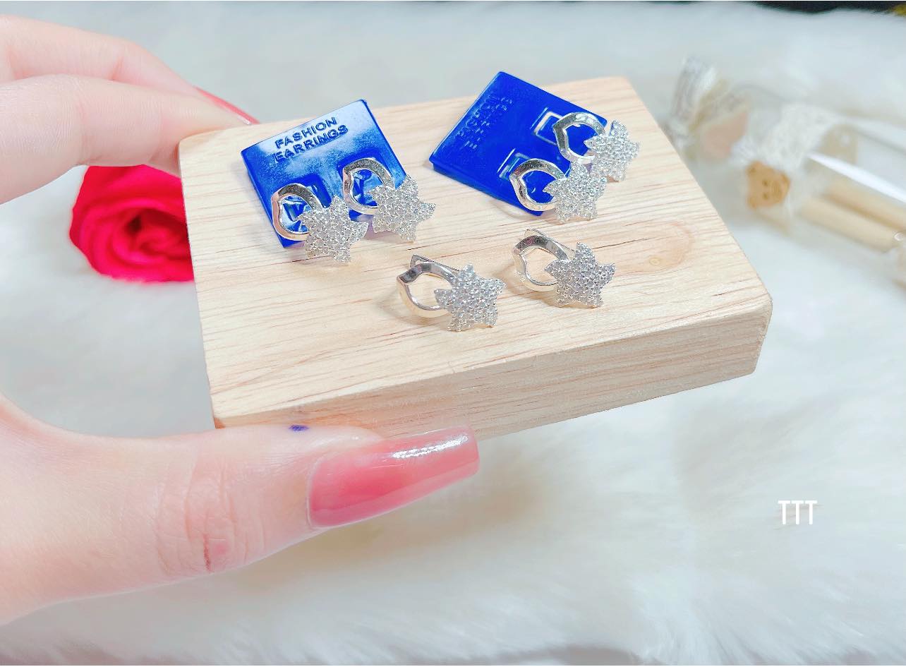 Bông tai bạc thời trang hình quạt sơn đen chất liệu bằng bạc s925 SA0715 - Bạc trang sức PKG