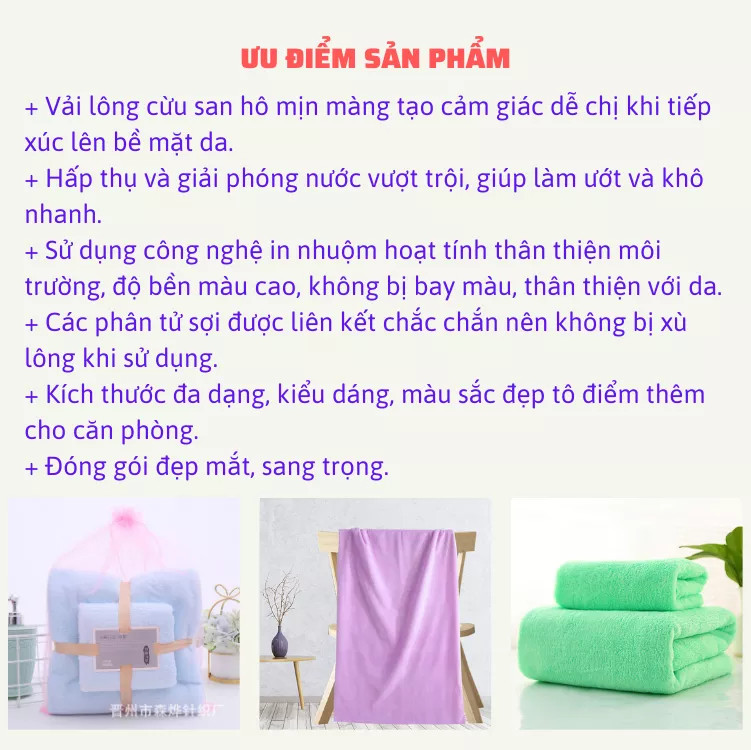 Khăn Tắm, Khăn Mặt, Combo 2 Khăn Lông Cừu Kích Thước 70cm x 140cm, 35cm x 75cm, Tiêu Chuẩn Hàn Quốc Sêu Mềm Mịn, An Toàn Cho Da - Chính hãng 