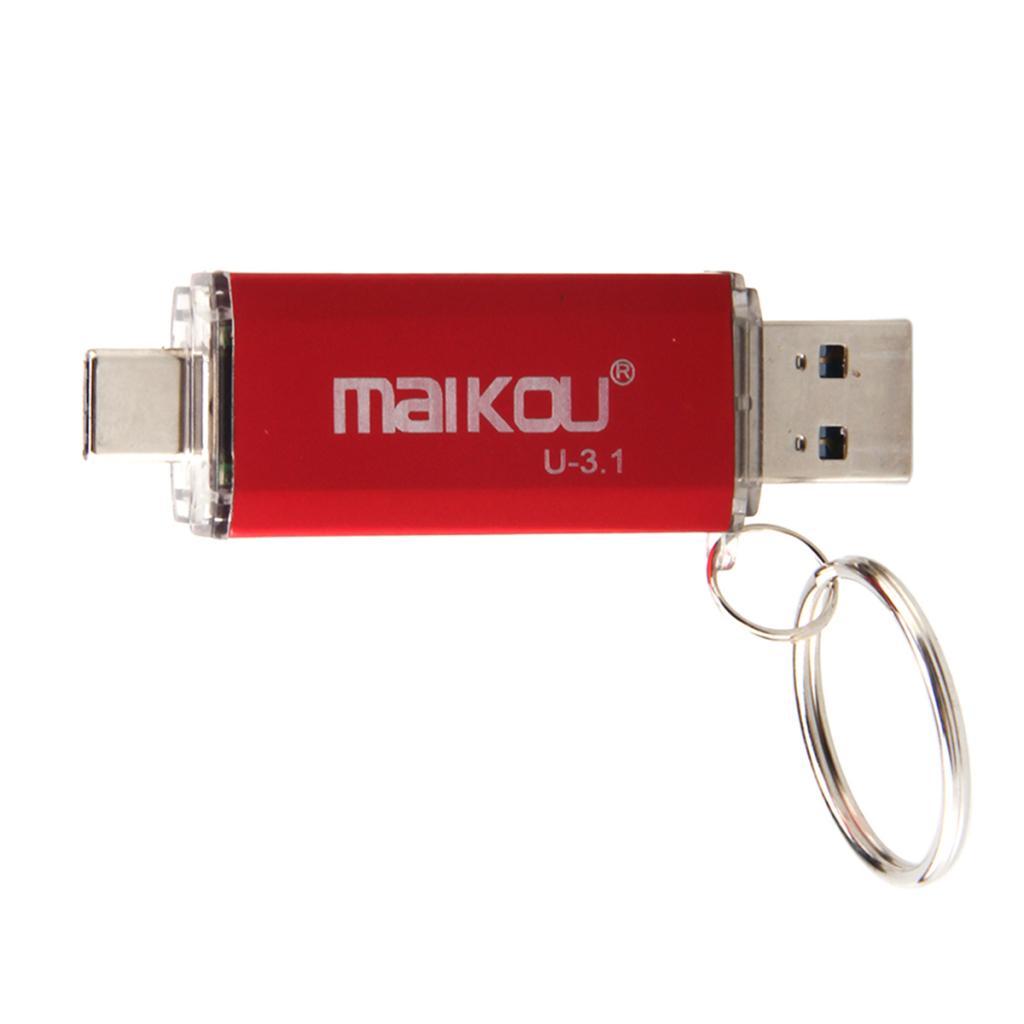 2 in 1 USB 3.0+ Type C OTG Flash Drive Memory Stick 256GB Storage red