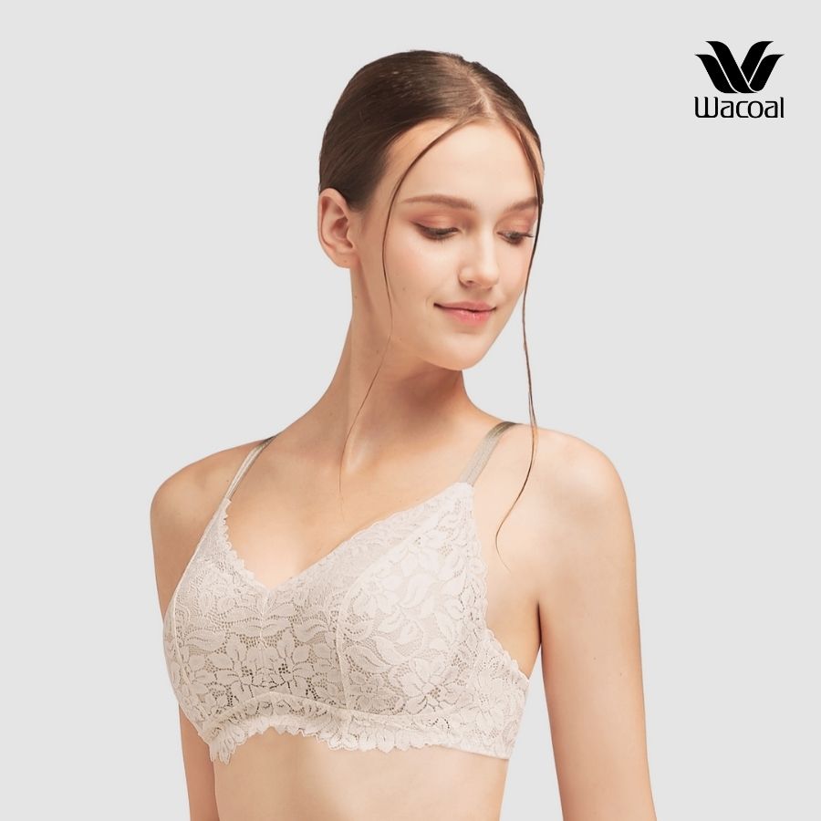Áo lót Wacoal VLSF101 không gọng, nâng vừa, ren, mút mỏng, full cup - Lecien