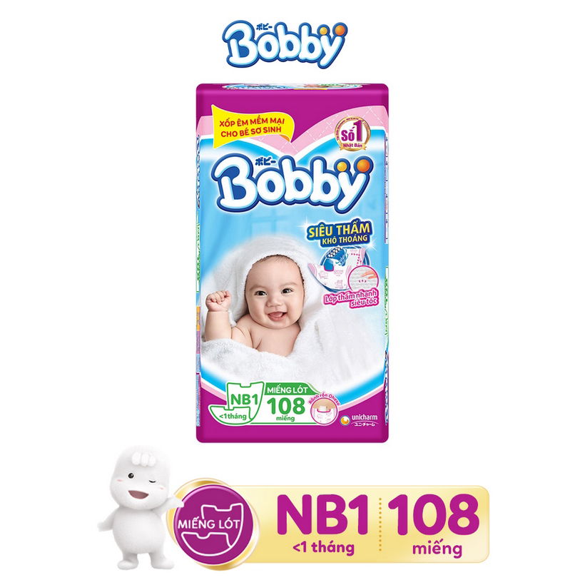 Miếng lót siêu thấm Bobby Newborn 1 - 108 miếng