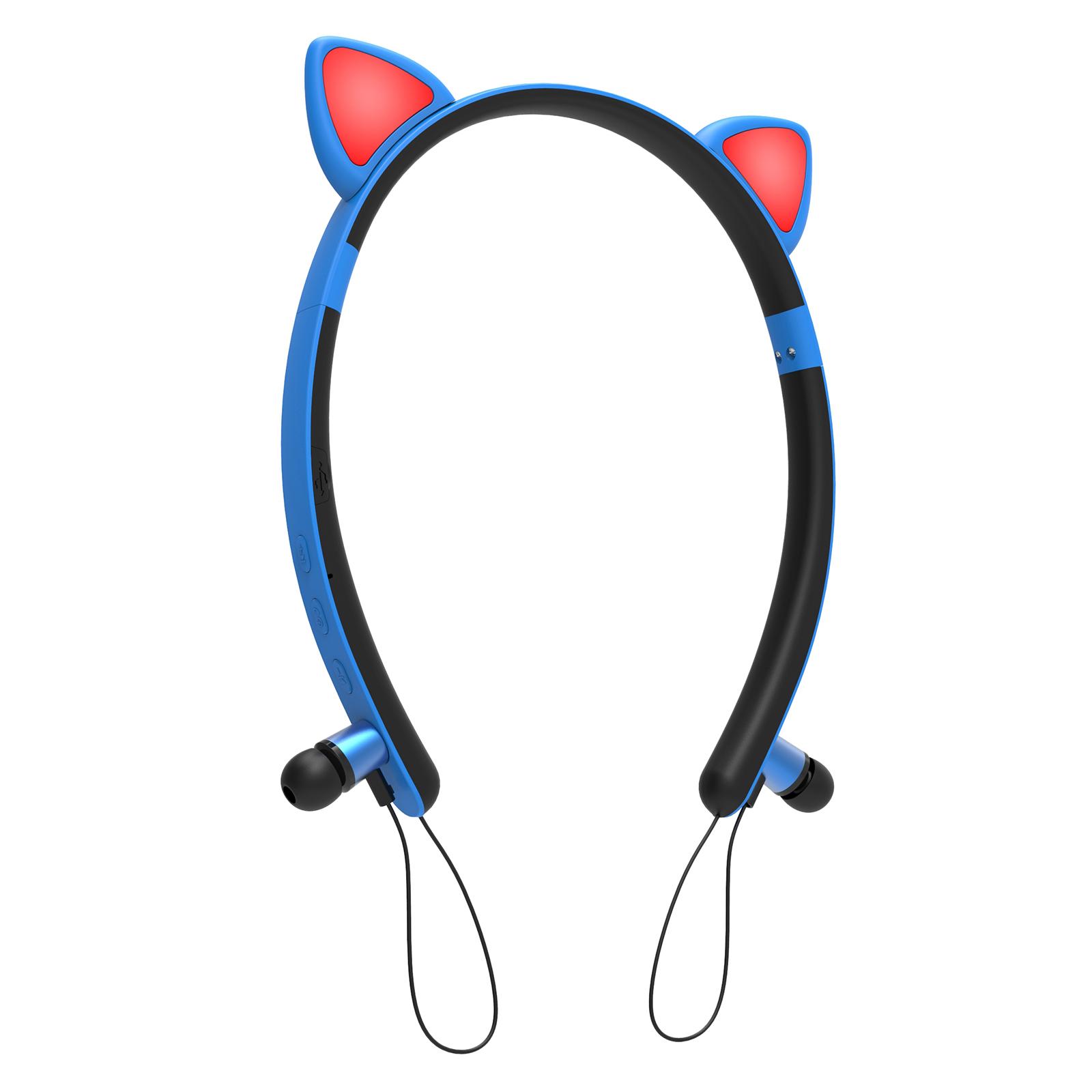Cat Ear Bluetooth Headphones Wireless in Ear Headsets with Microphone LED Light for Girls Boys