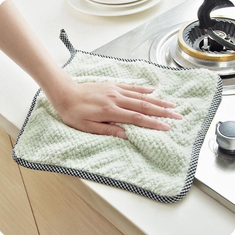 Khăn Bông Lau Bếp, Lau Tay, Lau Chén Bát 2 Mặt Có Lỗ Treo