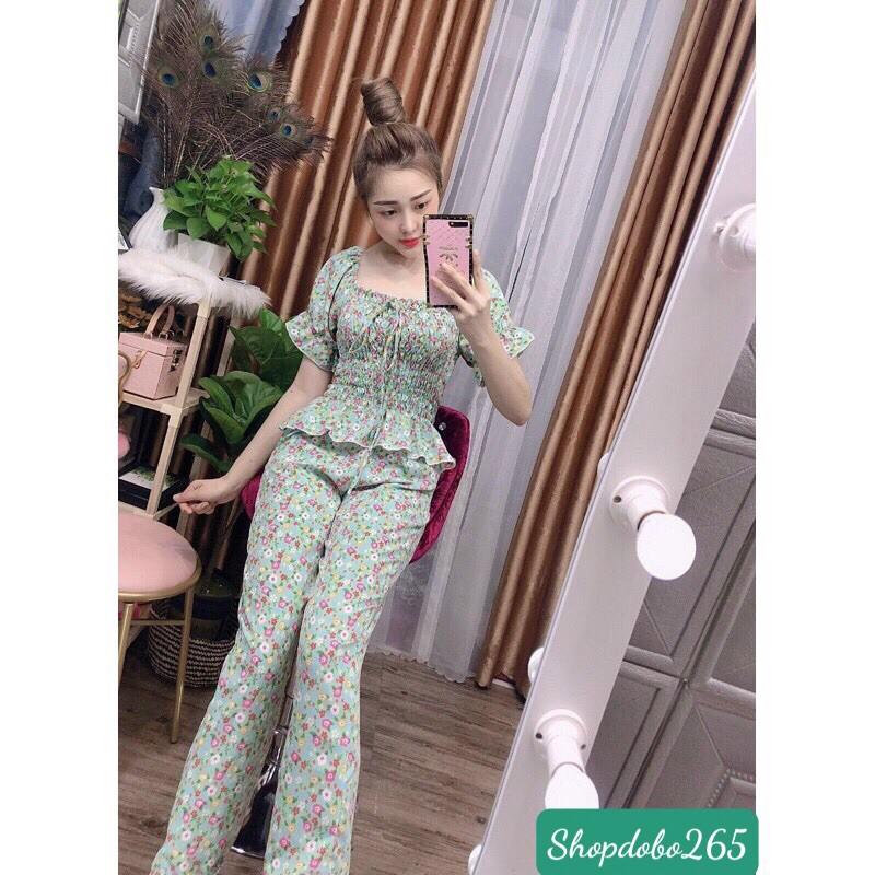 Đồ bộ nữ,đồ ngủ,đồ bộ mặc nhà vải lụa hoa nhí bo chun siêu dễ thương.
