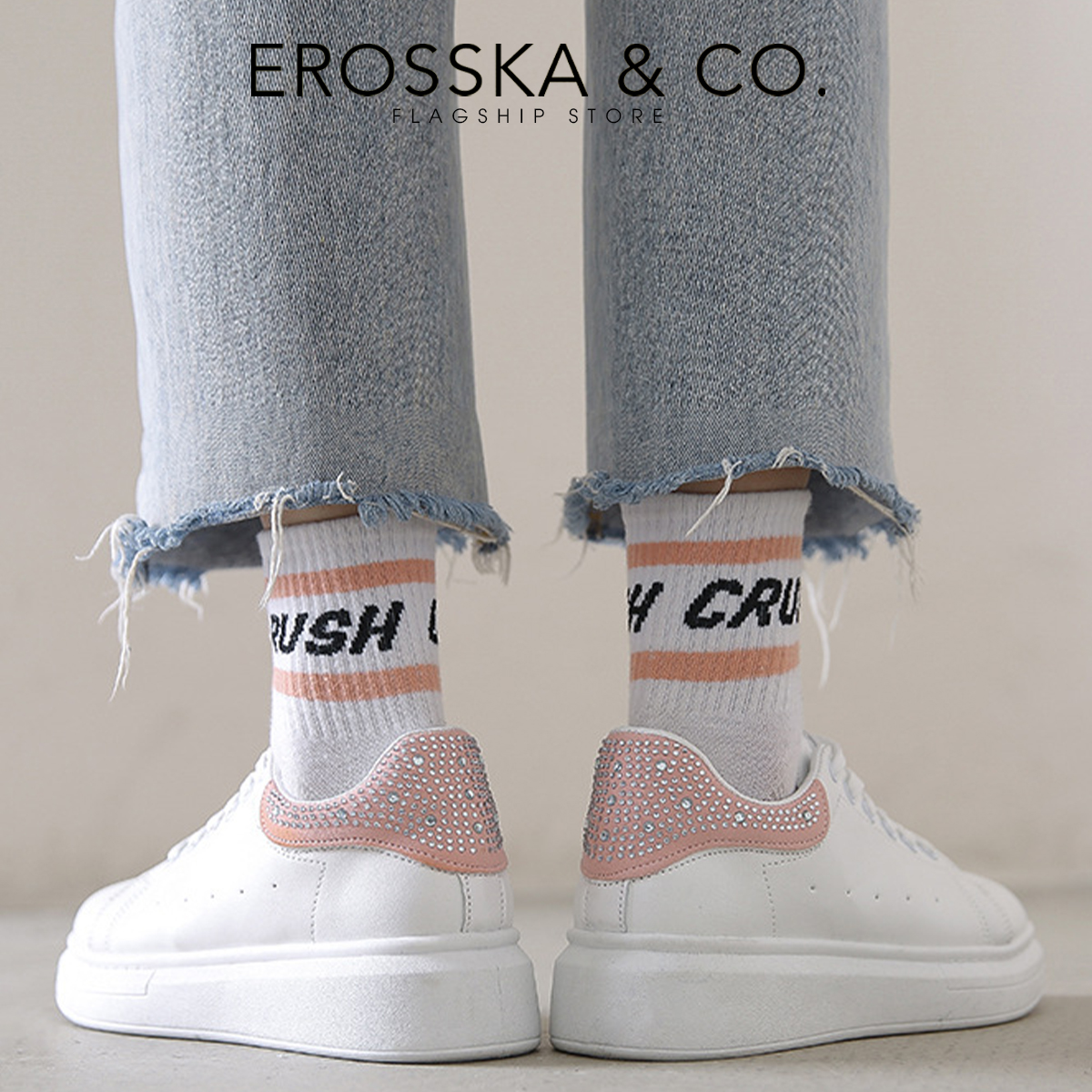 Erosska - Giày sneaker nữ đi học kiểu dáng basic trẻ trung  - GS008