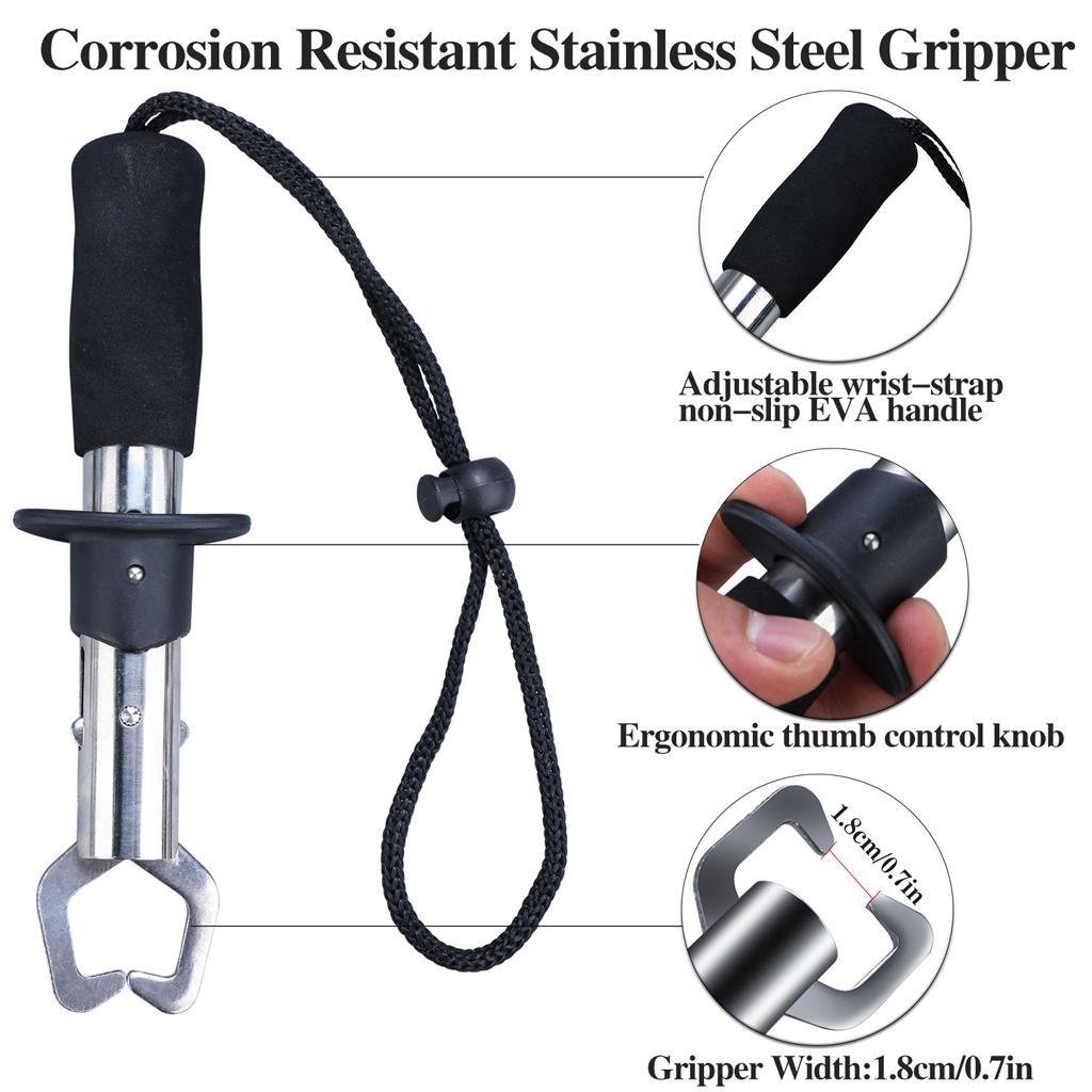 Portable Compact Stainless Steel Fish Lip Gripper Grabber Fishing