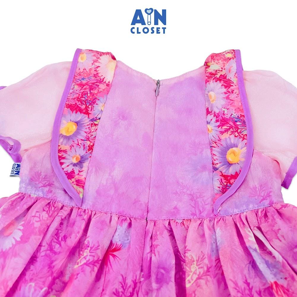 Đầm bé gái họa tiết hoa Thạch Thảo tím tơ - AICDBGNEZ8PT - AIN Closet