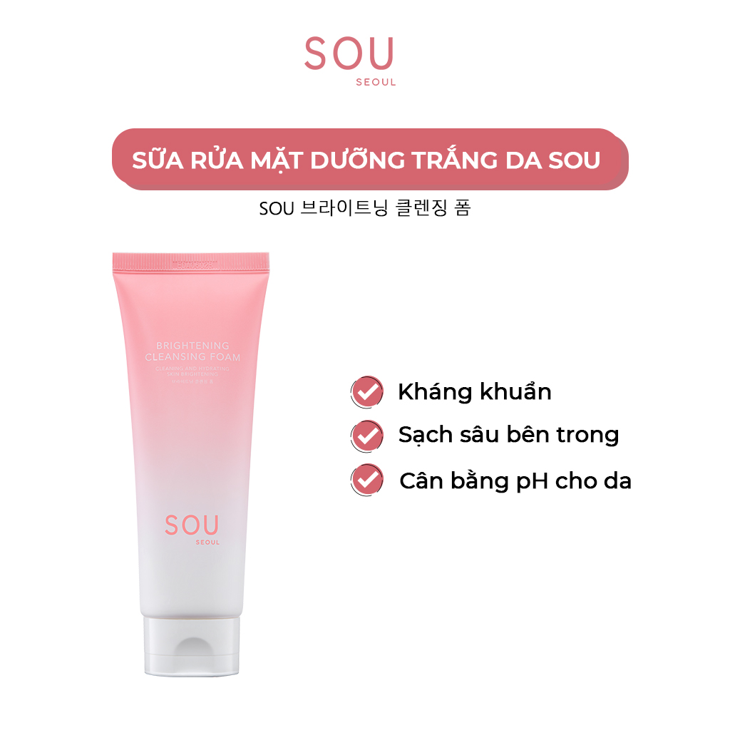 Sữa Rửa Mặt Dưỡng Trắng Da SOU - SOU Brightening Cleansing Foam 150g