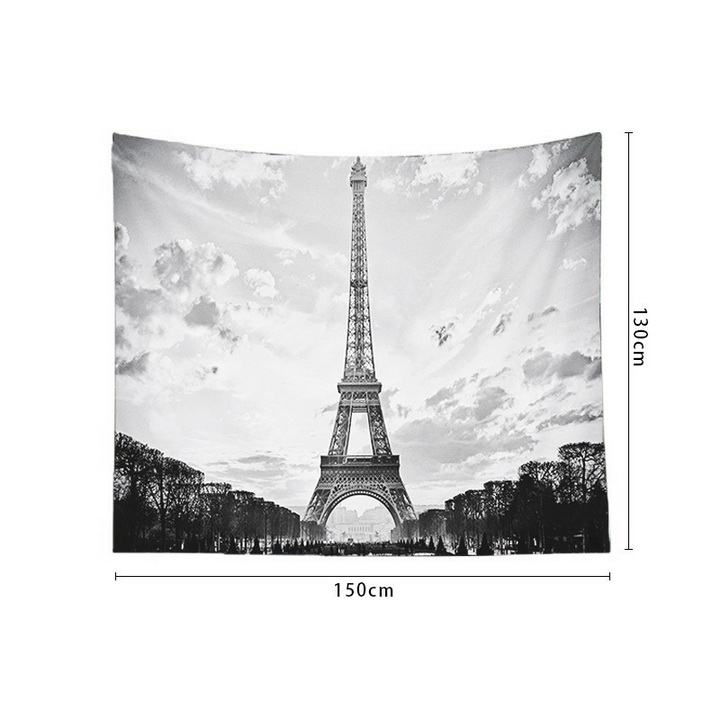 Tranh vải decor không gian phòng phong cách Châu Âu có đèn LED mẫu tháp Eiffel