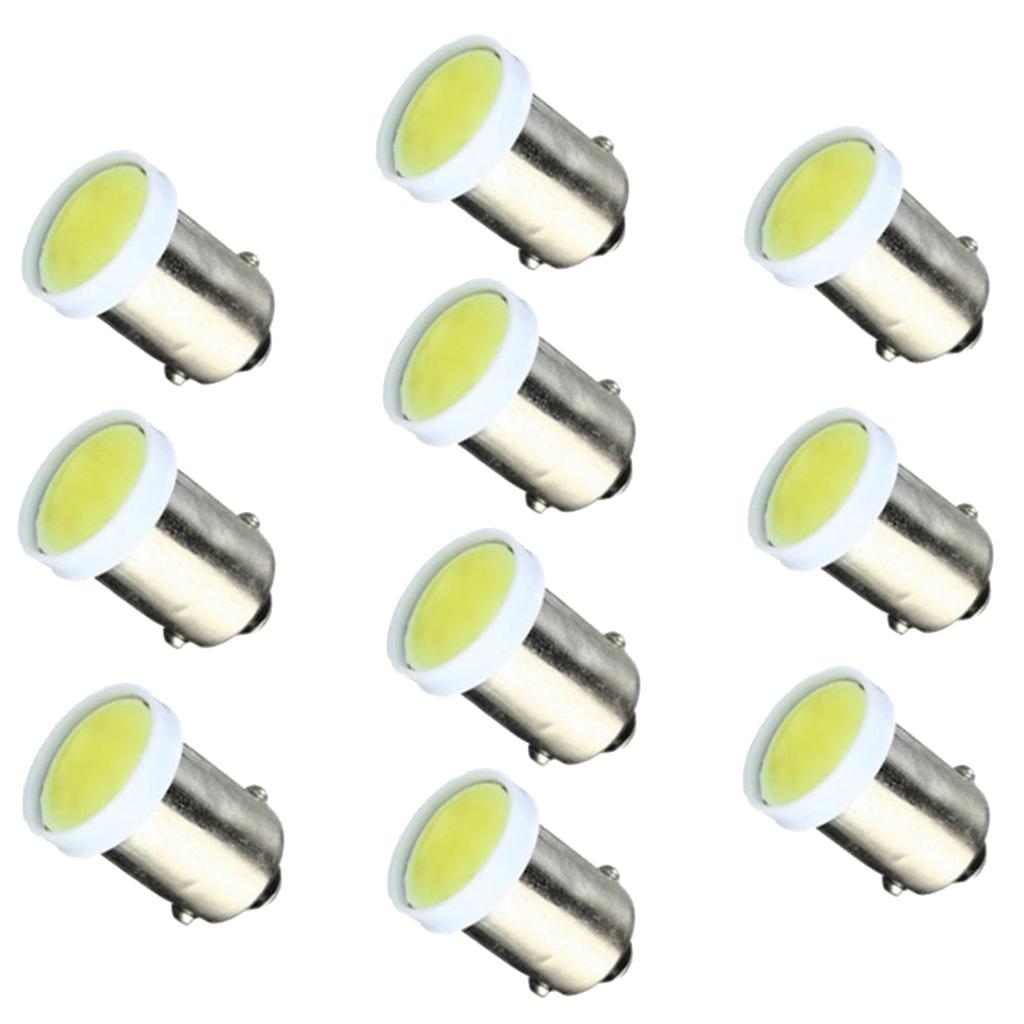 Pack of 10 Aluminum BA9S COB LED Car Dash Reading/License Plate Light Side Wedge Bulbs