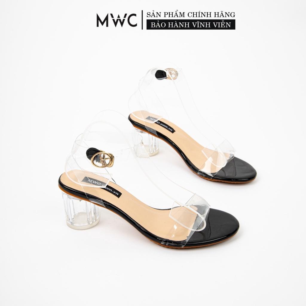 GIÀY SANDAL CAO GÓT NỮ MWC -SANDAL CAO GÓT MŨI TRÒN QUAI TRONG - SANDAL CAO GÓT THỦY TINH 5CM SIÊU XINH - NUCG - 3740