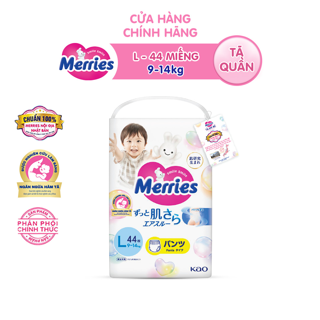 Tã/bỉm quần Merries size L - 44 miếng (dành cho bé từ 9 - 14kg)