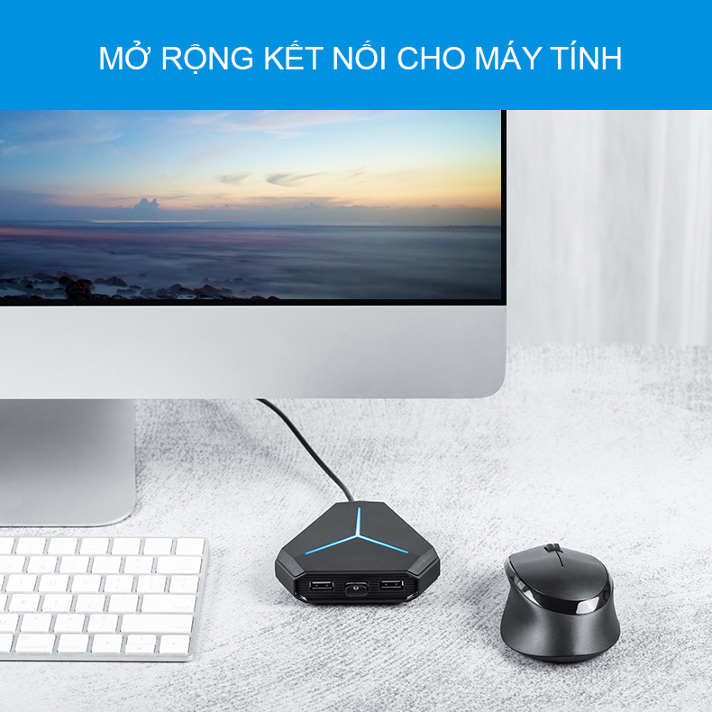 Bộ chia cổng HUB USB 3.0 Sidotech mở rộng kết nối đa năng 6 cổng USB tốc độ cao 2.0/3.0 cổng Audio đầu đọc thẻ nhớ đèn LED kết nối đa cổng cho chuột không dây, bàn phím không dây, tai nghe 3.5mm, hub chuyển đổi mở rộng USB cổng chia USB