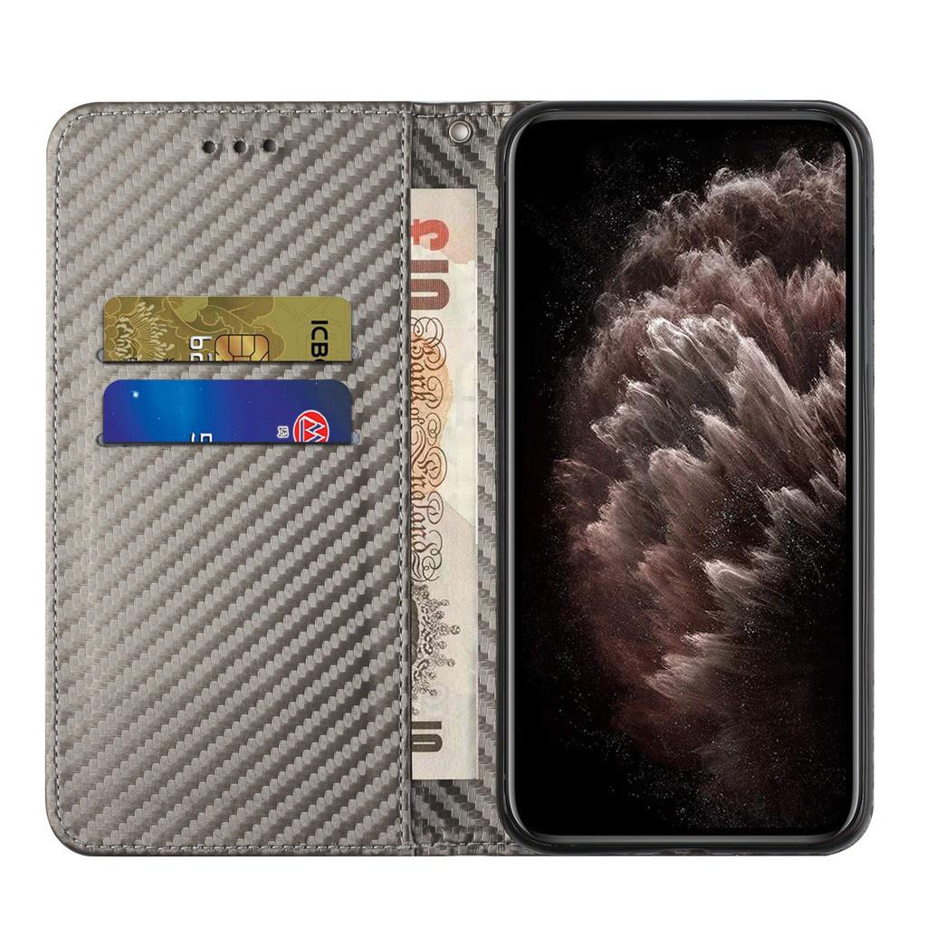 Ốp điện thoại da sợi carbon dạng ví lật cho Oppo A5 A9 2020 A52 A72 A92 A31 A8 A53 A12 A15 A74 4G A94 5G