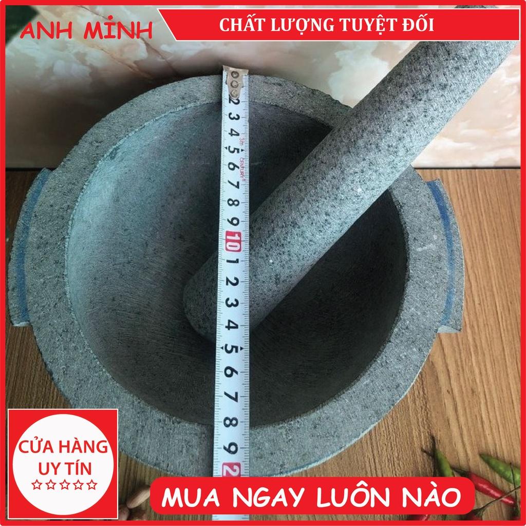 Bộ sản phẩm cối đá + chày đá xanh nguyên khối Đường Kính 24cm