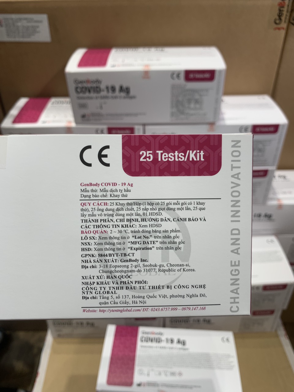 [CHỈ TỪ 5X] - Hộp 25 bộ Test nhanh Hàn Quốc GenBody COVlD-19 Ag cho kết quả nhanh chỉ 15 phút (Dành cho tập thể 25 người)