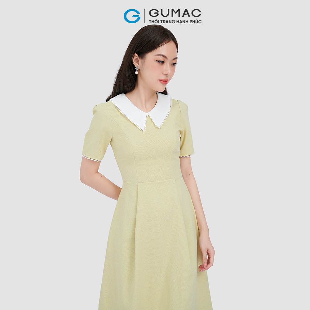 Đầm form A GUMAC DC10066 phối đăng ten trẻ trung