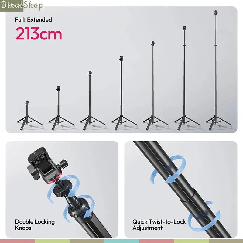 Ulanzi MT-80 - Tripod Đa Năng Auto Open Hợp Kim Nhôm Cao 2.13m, Ball Head 360° Cho Máy Ảnh, Máy Quay, Đèn Studio- Hàng chính hãng