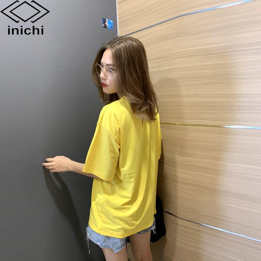 Áo thun tay lỡ form rộng Unisex INICHI hình in chữ THE TRUE hot trend - IC623 màu vàng