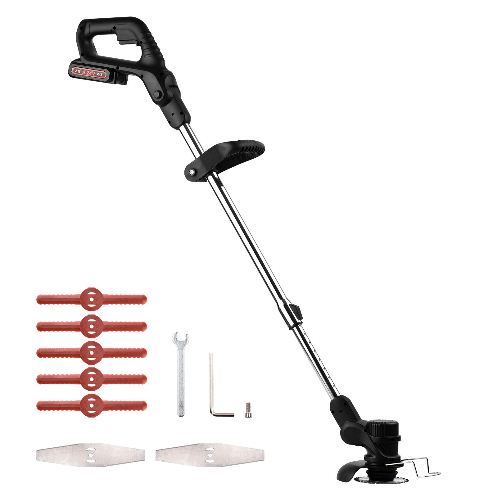 24VMáy cắt cỏ cầm tay không dây Telescopic Máy cắt cỏ điện 2 gói Pin sạc 7500mAh Bộ sạc nhanh Tông đơ dây điện đa chức năng với Lưỡi nhựa / Thép không gỉ, Lưỡi cưa tròn