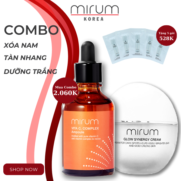 COMBO dưỡng trắng, xóa nám và tàn nhang Mirum 50ml/55ml