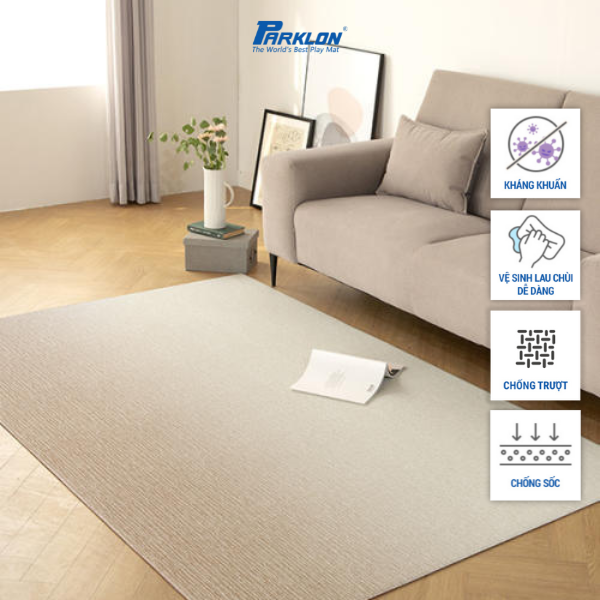 Thảm Em Bé Cao Cấp Parklon Dustend Hoa Văn Sợi Chenille Xám Chính Hãng Hàn Quốc (210x140x0.55)cm Chống Bụi Kháng Khuẩn Khử Mùi Chống Ồn Chống Trượt Chống Sốc (Dust Cushion Mat-Chenille Gray)